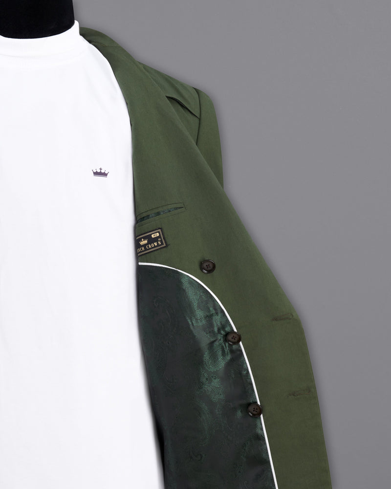 Rifle Green Premium Cotton Designer Trench Coat With Pant