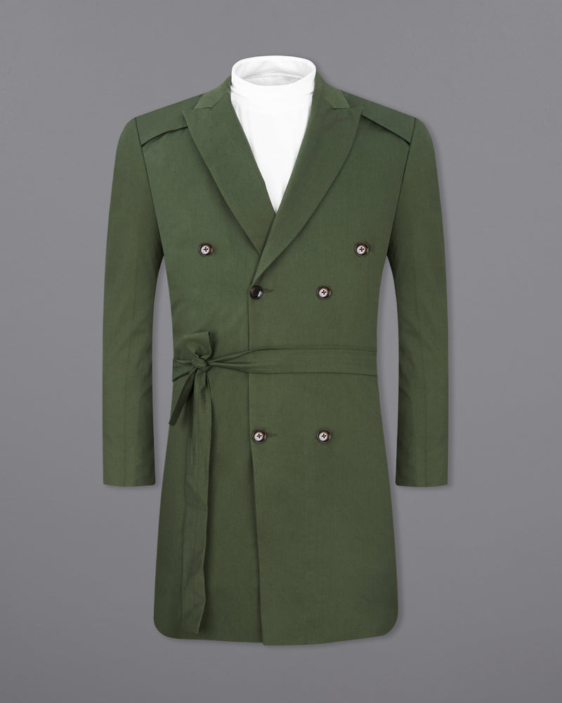 Rifle Green Premium Cotton Designer Trench Coat With Pant