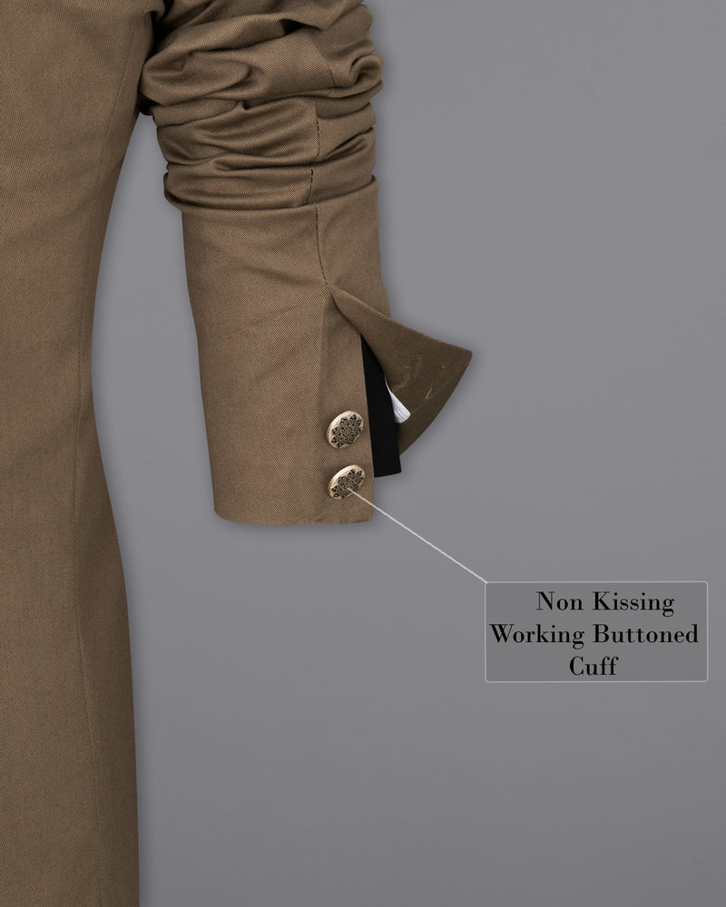 Dorado Brown Bandhgala Premium Cotton Designer Trench Coat With Pants