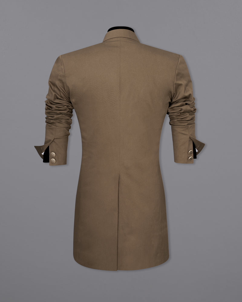 Dorado Brown Bandhgala Premium Cotton Designer Trench Coat With Pants
