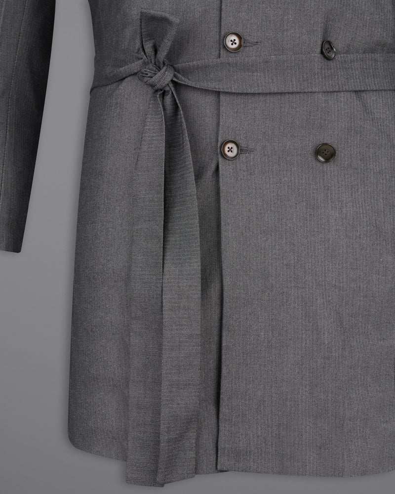 Vampire Gray Functional Belt Trench Coat with Pants