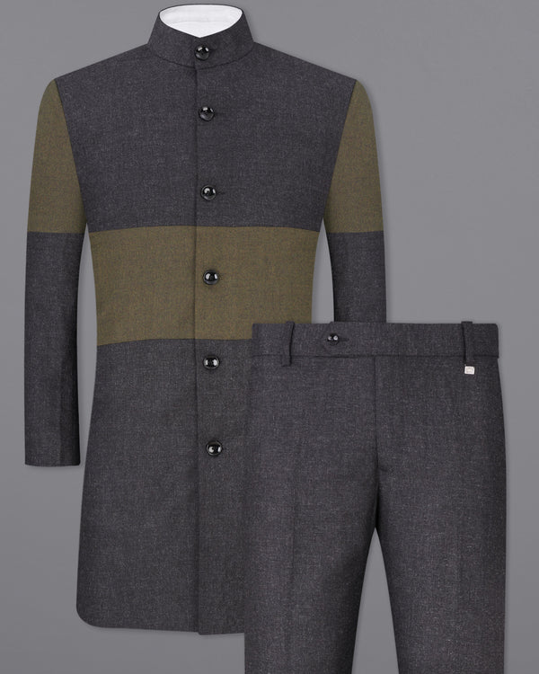 Piano Gray Wool Rich Designer Trench Coat with Pants