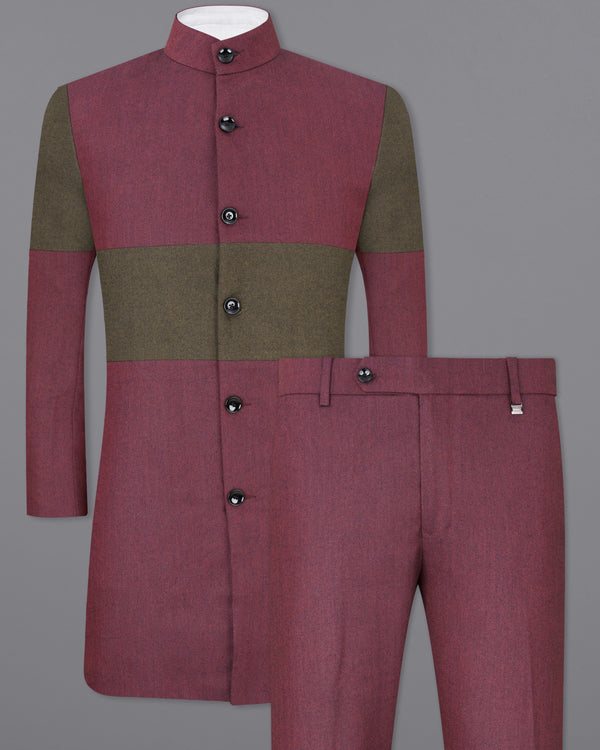 Matterhorn Maroon Wool Rich Designer Trench Coat with Pants