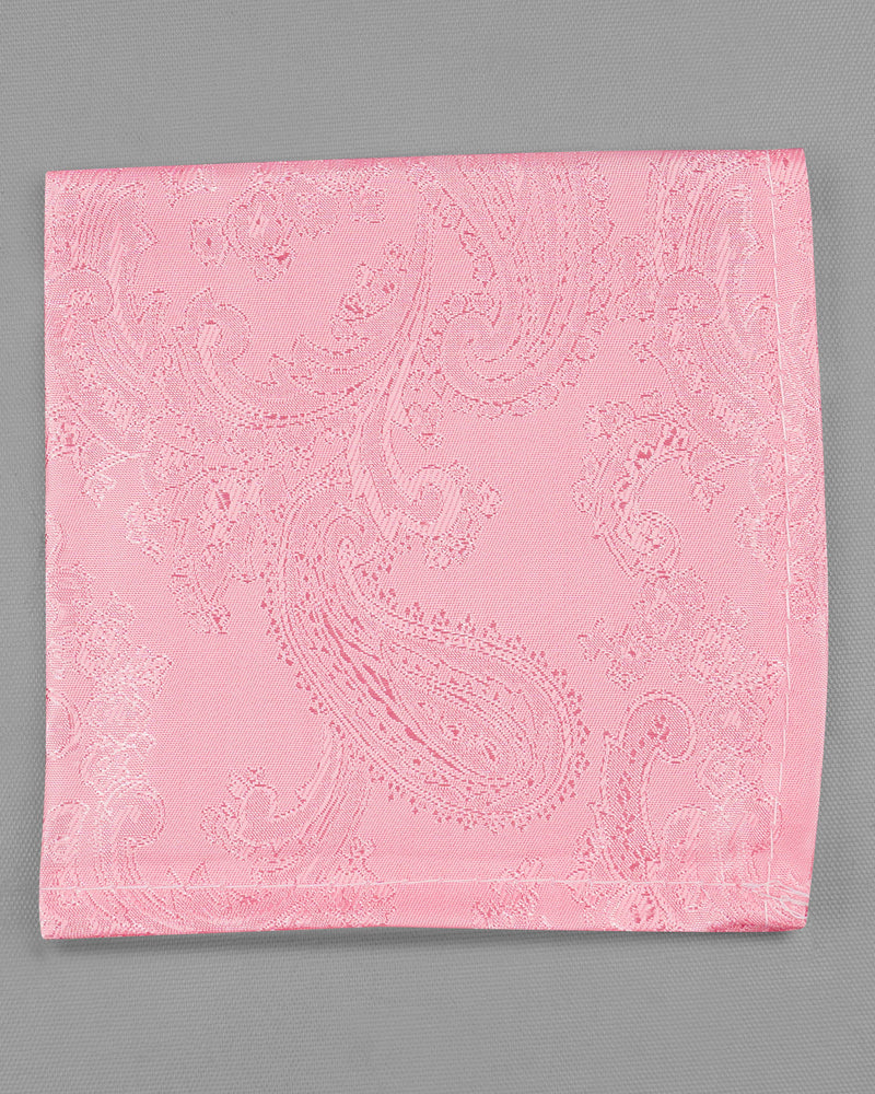 Careys Pink Paisley Jacquard Tie with Pocket Square TP038
