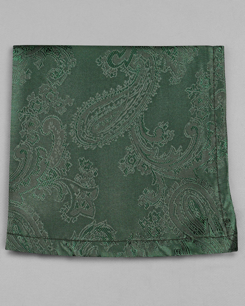 Limed Spruce Dark Green Paisley Jacquard Tie with Pocket Square TP041