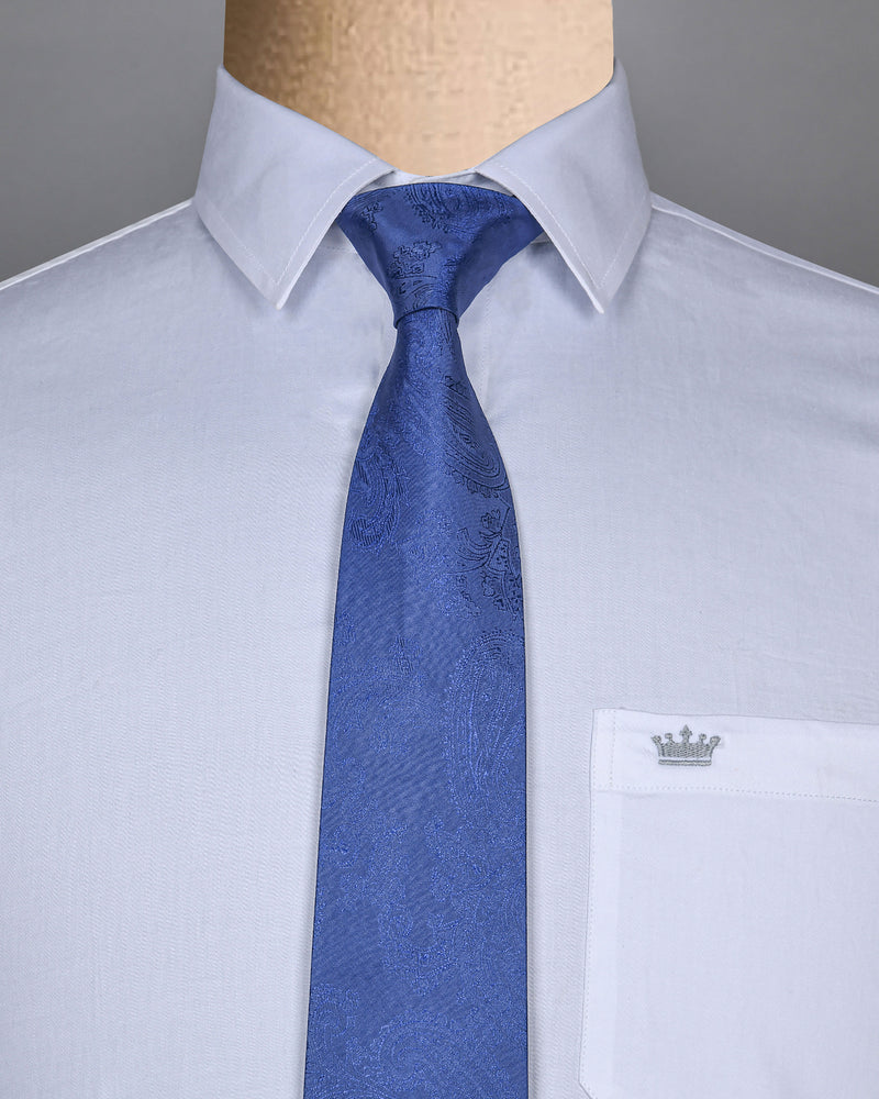 Persian Blue Paisley Jacquard Tie with Free Pocket square