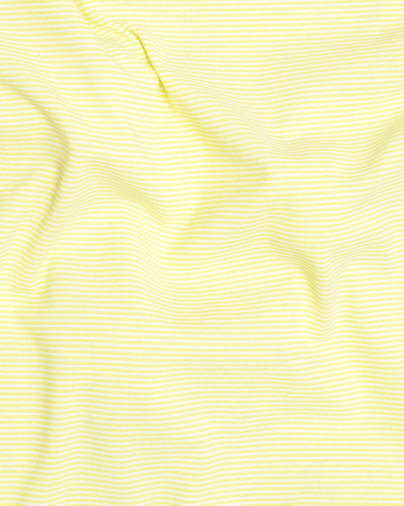 Bright Yellow Pinstriped Full-Sleeve Lightweight Premium Cotton T-shirt TS135-L, TS135-S, TS135-M, TS135-XL, TS135-XXL