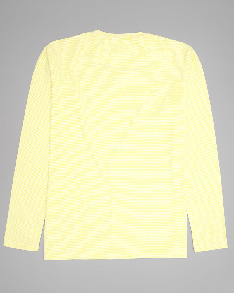 Bright Yellow Pinstriped Full-Sleeve Lightweight Premium Cotton T-shirt TS135-L, TS135-S, TS135-M, TS135-XL, TS135-XXL