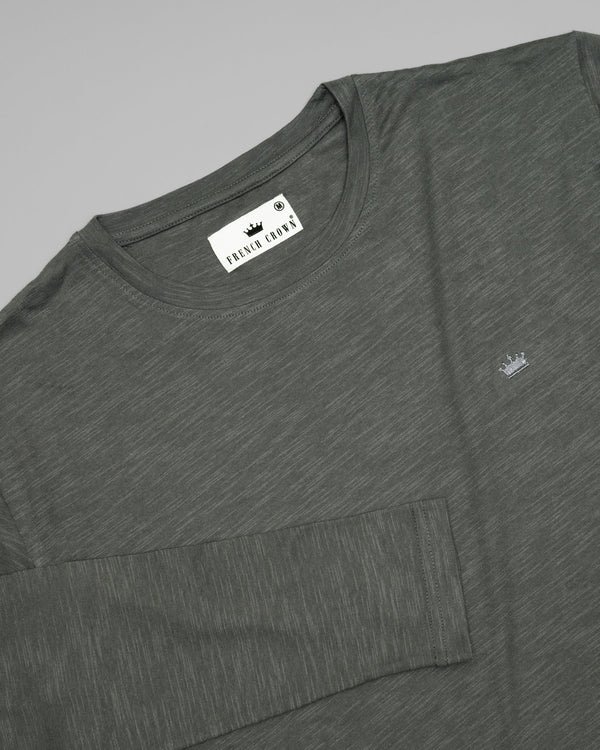 Fossil Grey Slubbed Full-Sleeve Super soft Supima Organic Cotton Jersey T-shirt TS145-S, TS145-L, TS145-XL, TS145-XXL, TS145-M