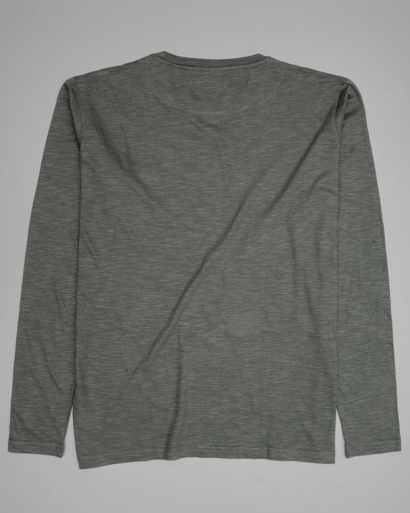 Fossil Grey Slubbed Full-Sleeve Super soft Supima Organic Cotton Jersey T-shirt