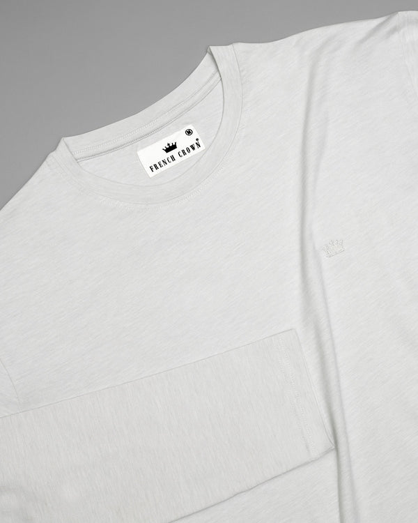 Light grey Slubbed Full-Sleeve Super soft Supima Organic Cotton Jersey T-shirt TS148-XL, TS148-S, TS148-M, TS148-L, TS148-XXL