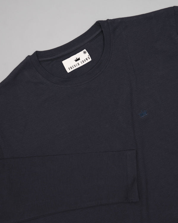 Denim Blue Slubbed Full-Sleeve Super soft Supima Organic Cotton Jersey T-shirt TS149-M, TS149-S, TS149-L, TS149-XL, TS149-XXL