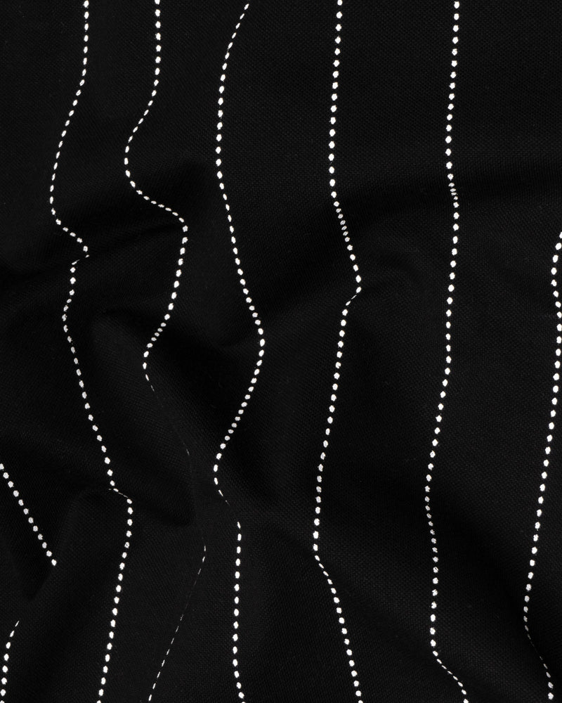 Jade Black with White Stripes Super Soft Organic Cotton Pique Polo