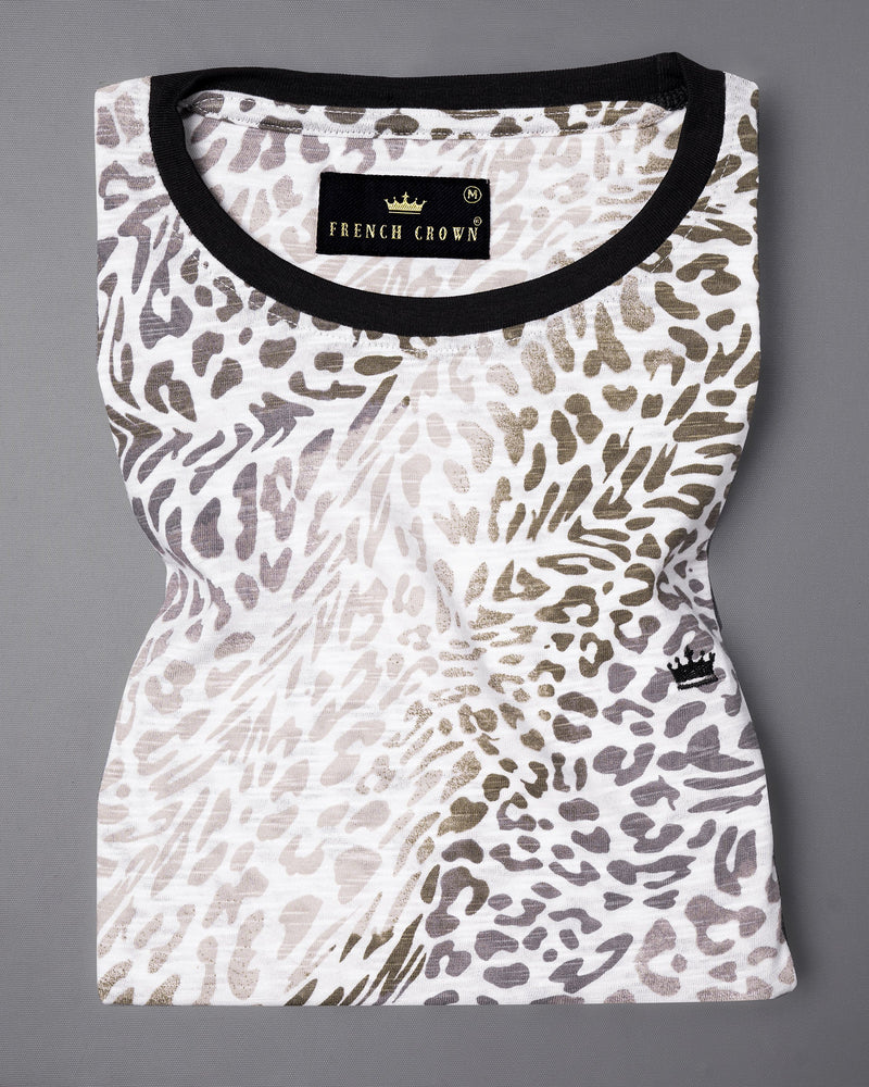 off-white tonal Cheetah Print Premium Cotton T-Shirt   TS397-S, TS397-M, TS397-L, TS397-XL, TS397-XXL, TS397-3XL, TS397-4XL