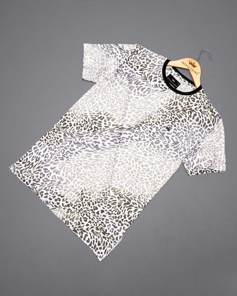 off-white tonal Cheetah Print Premium Cotton T-Shirt   TS397-S, TS397-M, TS397-L, TS397-XL, TS397-XXL, TS397-3XL, TS397-4XL