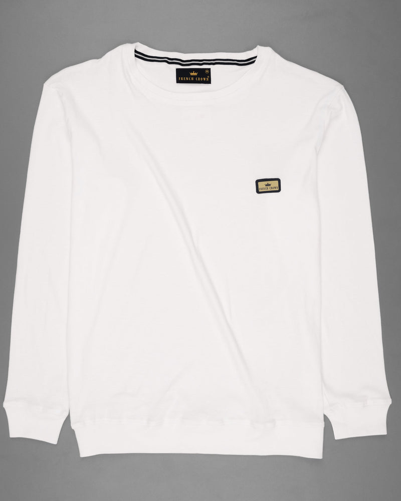 Bright White Full Sleeve Premium Cotton Jersey Sweatshirt TS486-S, TS486-M, TS486-L, TS486-XL, TS486-XXL