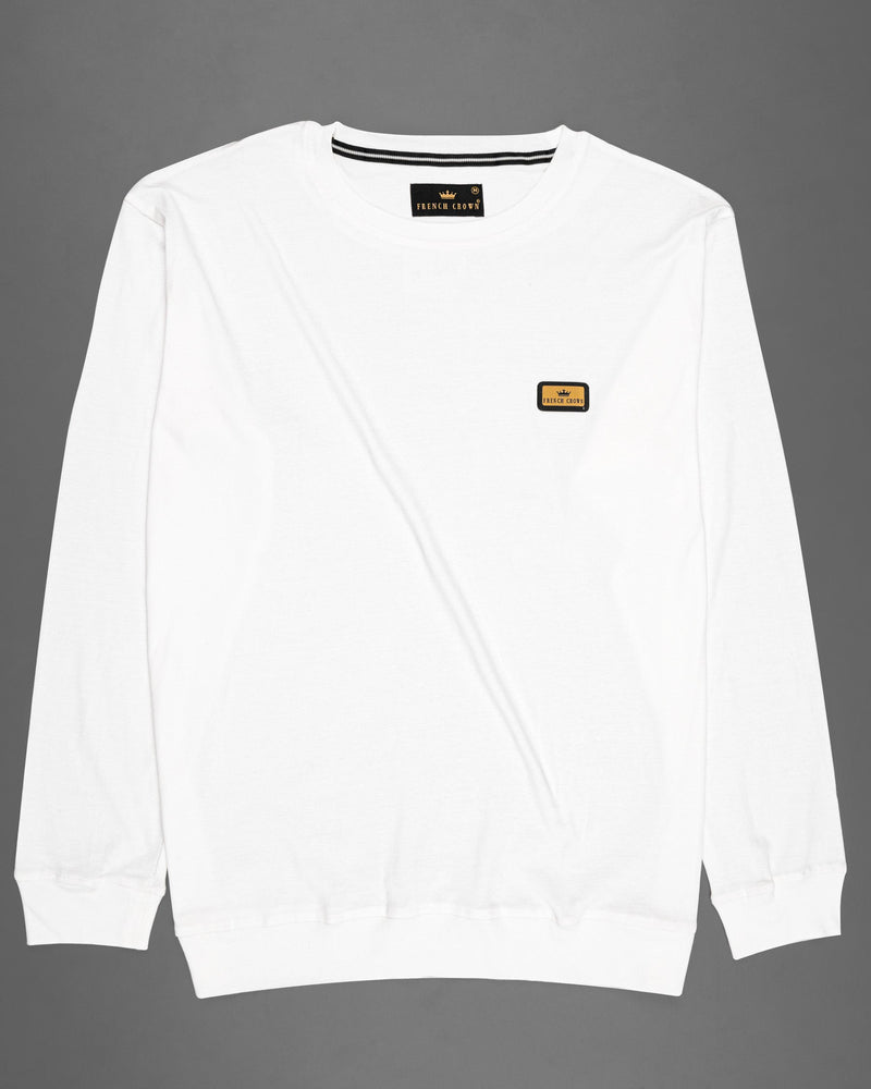 Bright White Full Sleeve Premium Cotton Jersey Sweatshirt TS491-S, TS491-M, TS491-L, TS491-XL, TS491-XXL 