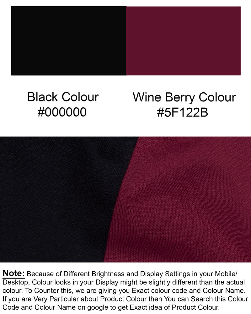 Black and Wine Berry Designer Pique Polo TS508-S, TS508-M, TS508-L, TS508-XL, TS508-XXL