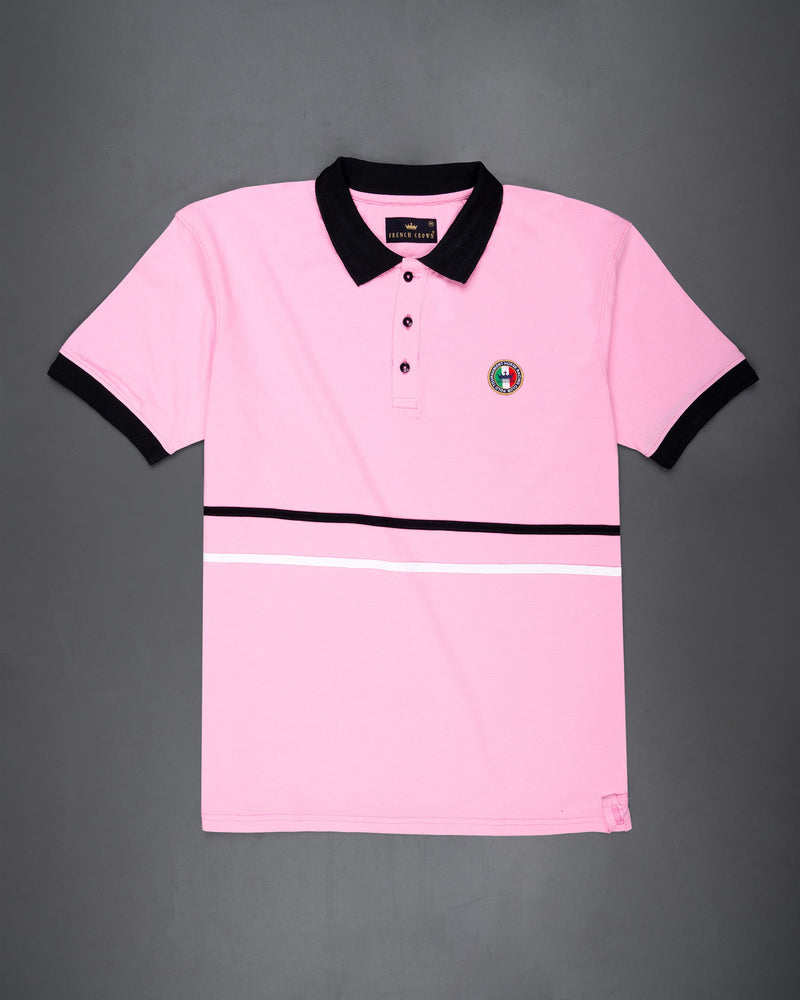 Cupid Pink Striped Super Soft Organic Pique Polo