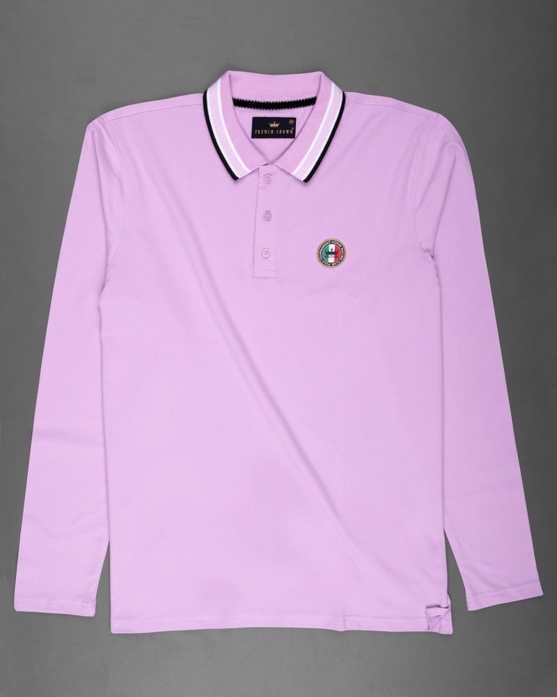 Plum Lilac Full Sleeves Premium Cotton Pique Polo TS568-S, TS568-M, TS568-L, TS568-XL, TS568-XXL, TS568-3XL, TS568-4XL