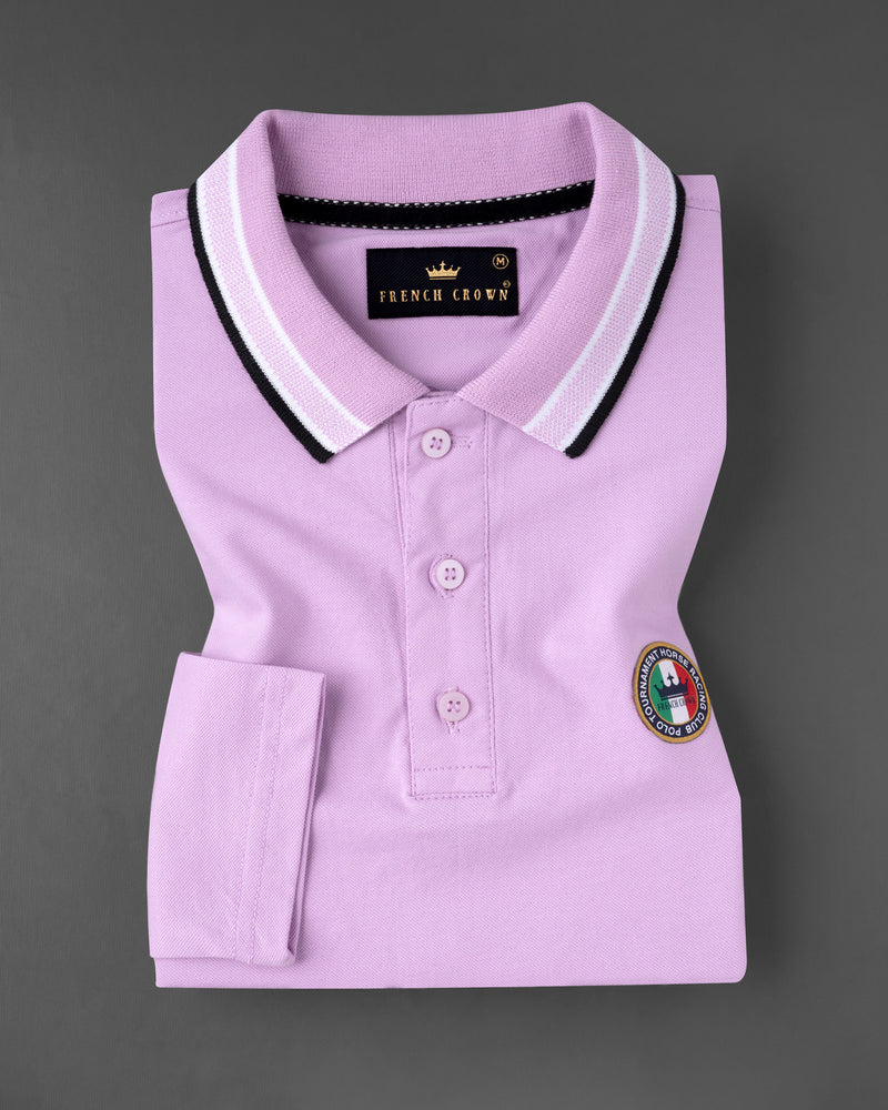 Plum Lilac Full Sleeves Premium Cotton Pique Polo TS568-S, TS568-M, TS568-L, TS568-XL, TS568-XXL, TS568-3XL, TS568-4XL