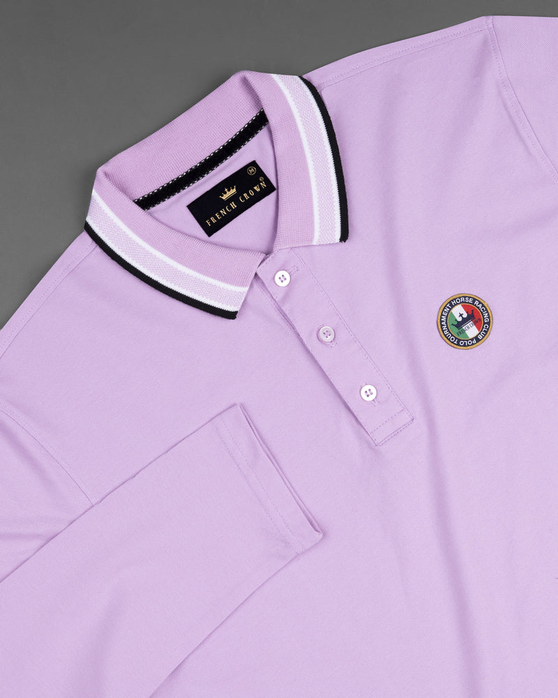 Plum Lilac Full Sleeves Premium Cotton Pique Polo TS568-S, TS568-M, TS568-L, TS568-XL, TS568-XXL, TS568-3XL, TS568-4XL