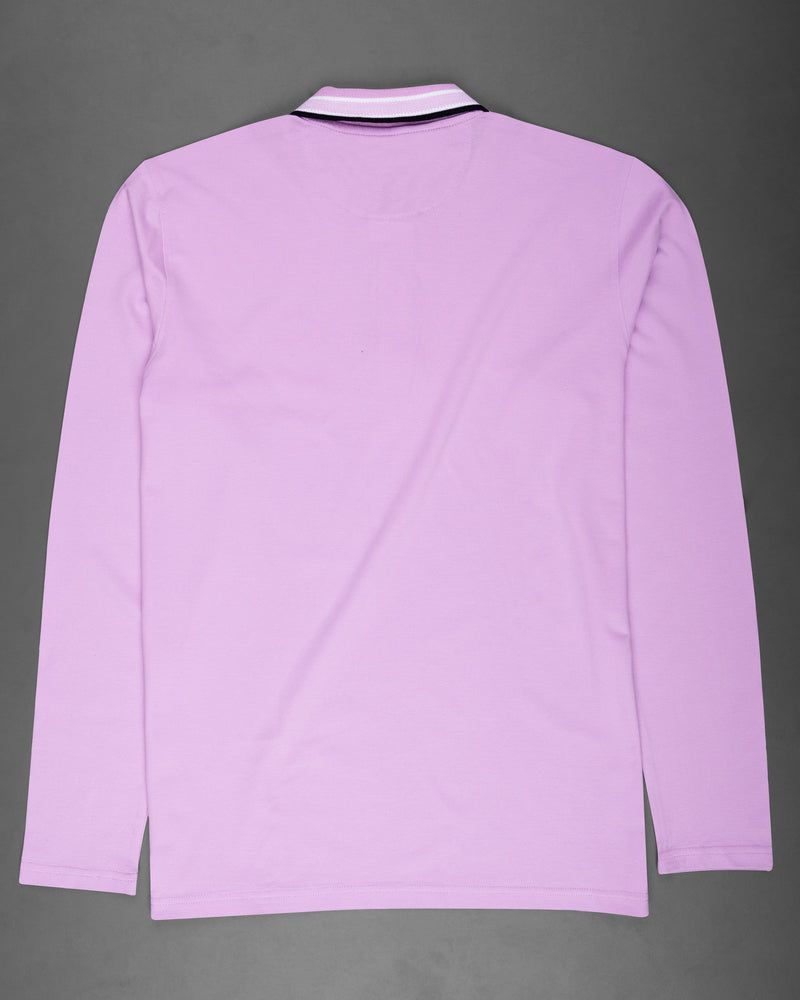 Plum Lilac Full Sleeves Premium Cotton Pique Polo TS568-S, TS568-M, TS568-L, TS568-XL, TS568-XXL, TS568-3XL, TS568-4XL