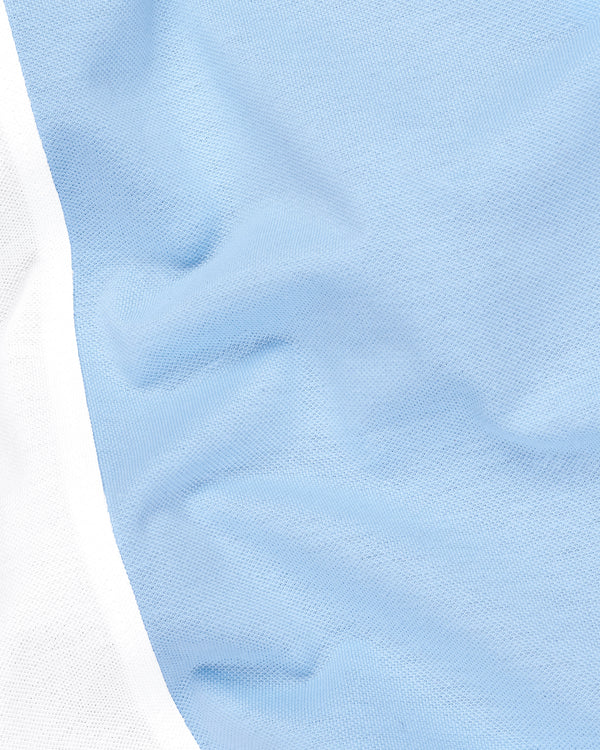 Casper Blue with Bright White Premium Cotton Pique Polo TS569-S, TS569-M, TS569-L, TS569-XL, TS569-XXL, TS569-3XL, TS569-4XL