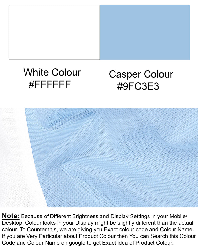 Casper Blue with Bright White Premium Cotton Pique Polo TS569-S, TS569-M, TS569-L, TS569-XL, TS569-XXL, TS569-3XL, TS569-4XL