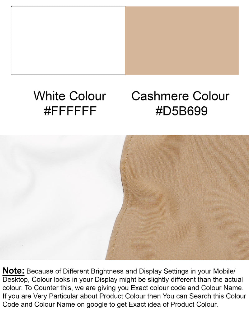 Cashmere Light Brown and Bright White With Black Colour Block Hoodie Sweatshirt TS578-S, TS578-M, TS578-L, TS578-XL, TS578-XXL, TS578-3XL, TS578-4XL