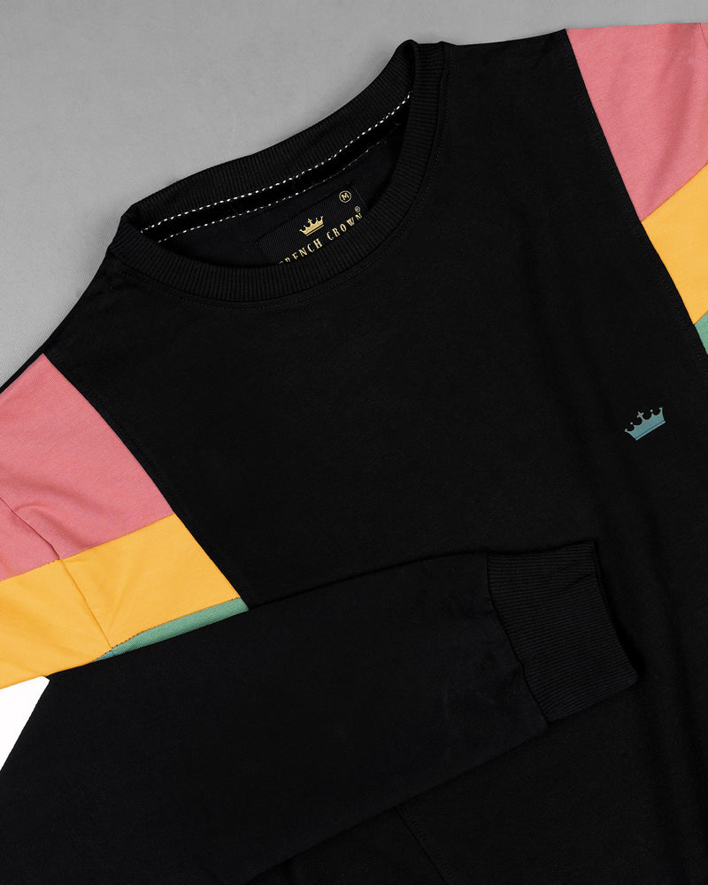 Jade Black With Multicolour Patch Work Sweatshirt TS580-S, TS580-M, TS580-L, TS580-XL, TS580-XXL, TS580-3XL, TS580-4XL