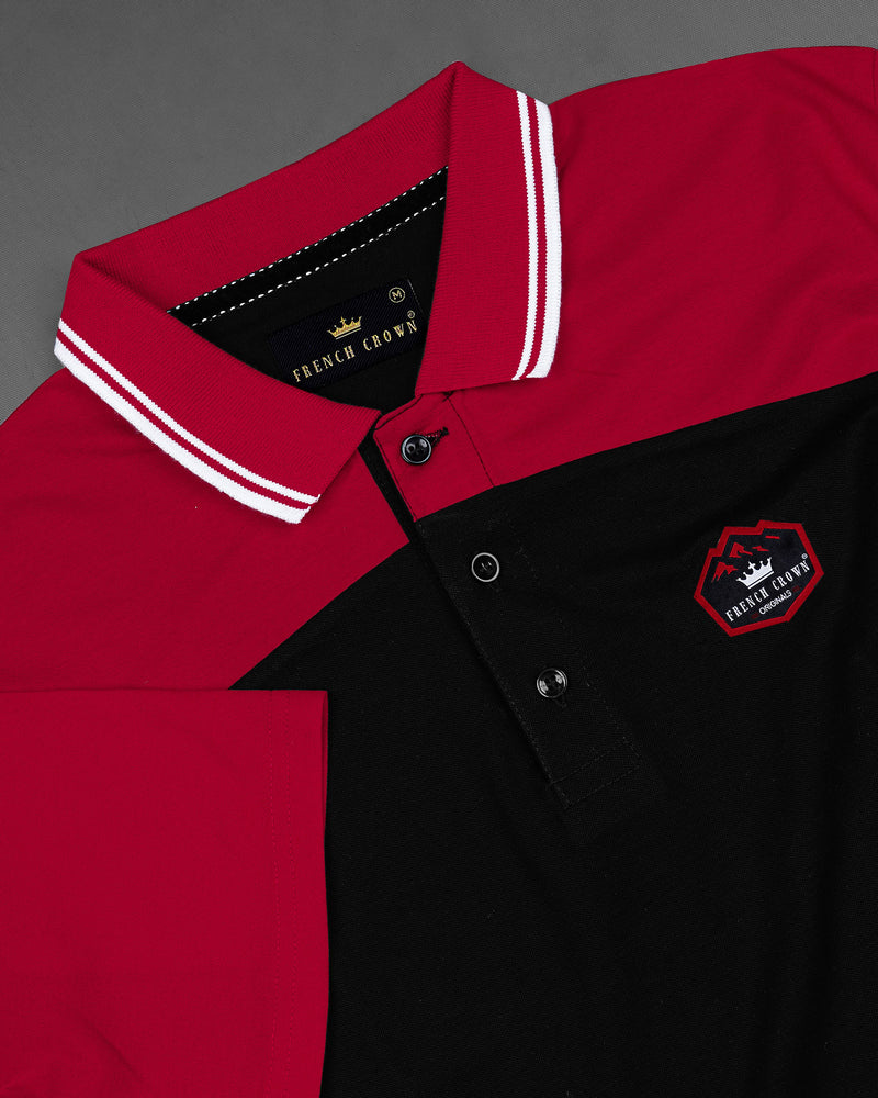 Burgundy and Jade Black Patch Polo TS597-S, TS597-M, TS597-L, TS597-XL, TS597-XXL, TS597-3XL, TS597-4XL