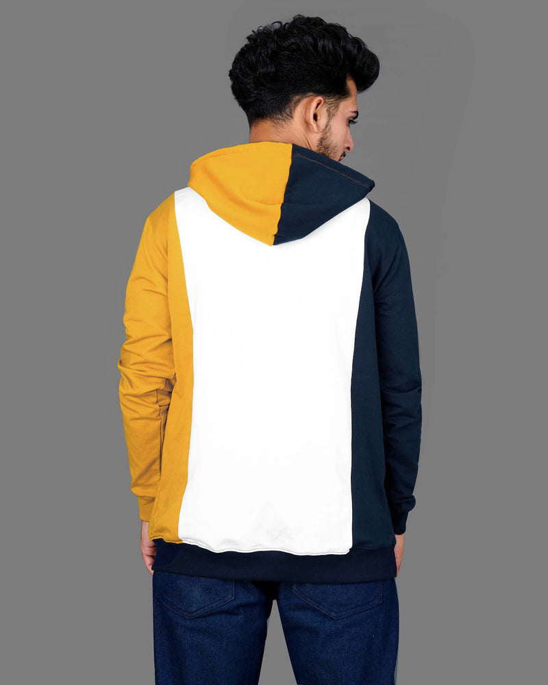 Tangaroa Blue, Yellow and White Block Pattern Super Soft Premium Cotton Hoodie Sweatshirt TS608-S, TS608-M, TS608-L, TS608-XL, TS608-XXL, TS608-3XL, TS608-4XL