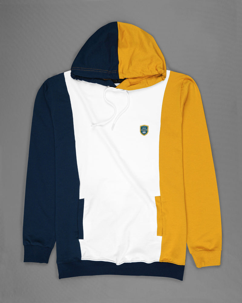 Tangaroa Blue, Yellow and White Block Pattern Super Soft Premium Cotton Hoodie Sweatshirt TS608-S, TS608-M, TS608-L, TS608-XL, TS608-XXL, TS608-3XL, TS608-4XL