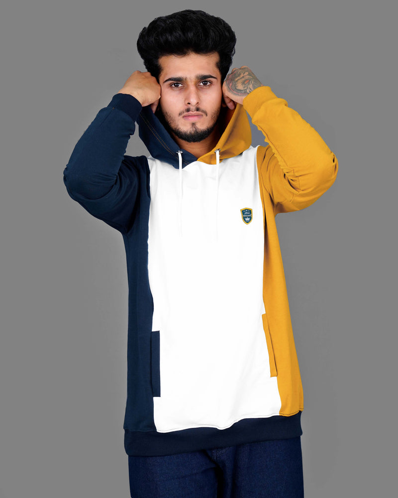 Tangaroa Blue, Yellow and White Block Pattern Super Soft Premium Cotton Hoodie Sweatshirt TS608-S, TS608-M, TS608-L, TS608-XL, TS608-XXL, TS608-3XL, TS608-4XL