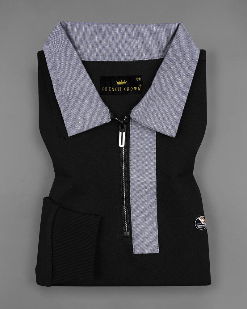 Jade Black Super Soft Premium Cotton Zipper Closure Polo Sweatshirt TS611-S, TS611-M, TS611-L, TS611-XL, TS611-XXL, TS611-3XL, TS611-4XL