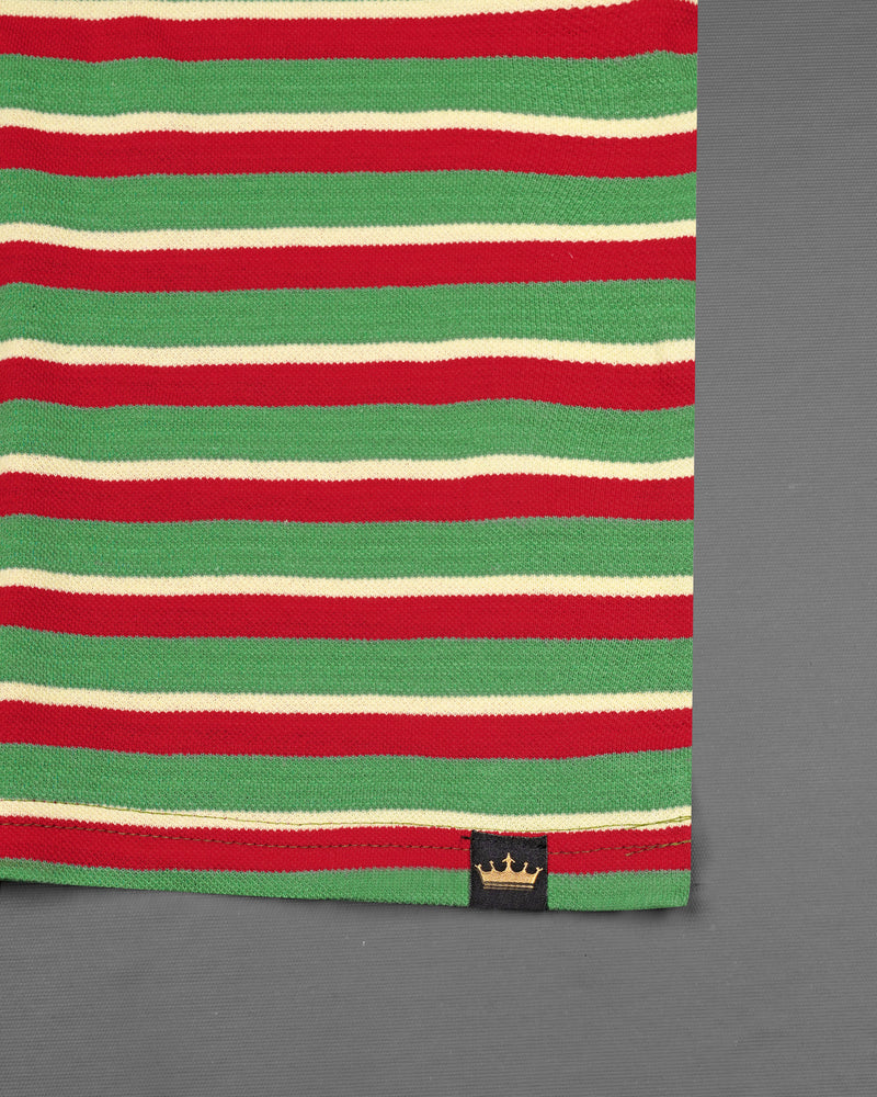 Moss Green with Mexican Red Multicolour Striped Striped Super Soft Organic Cotton Pique Polo 
TS628-M, TS628-M, TS628-E, TS628-XL, TS628-XXL, TS628-3XL, TS628-4XL