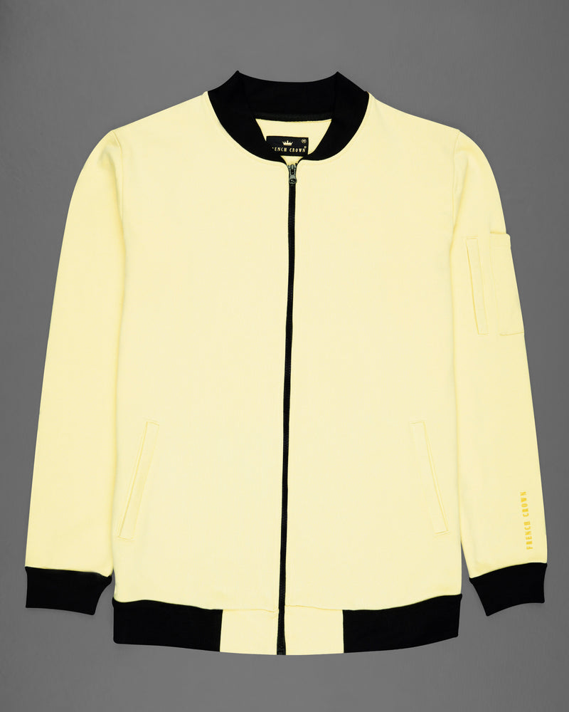 Beeswax Yellow Premium Cotton Bomber Jacket with Shorts Combo