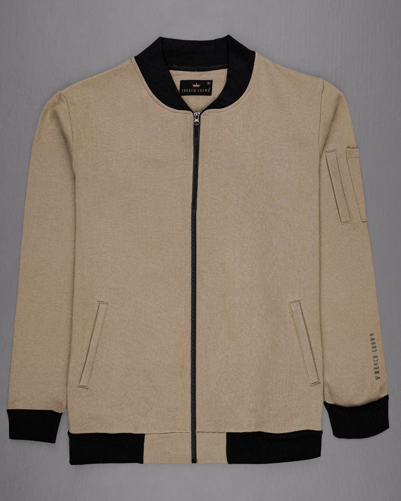 Pale Oyster Brown Heavyweight Bomber Jacket