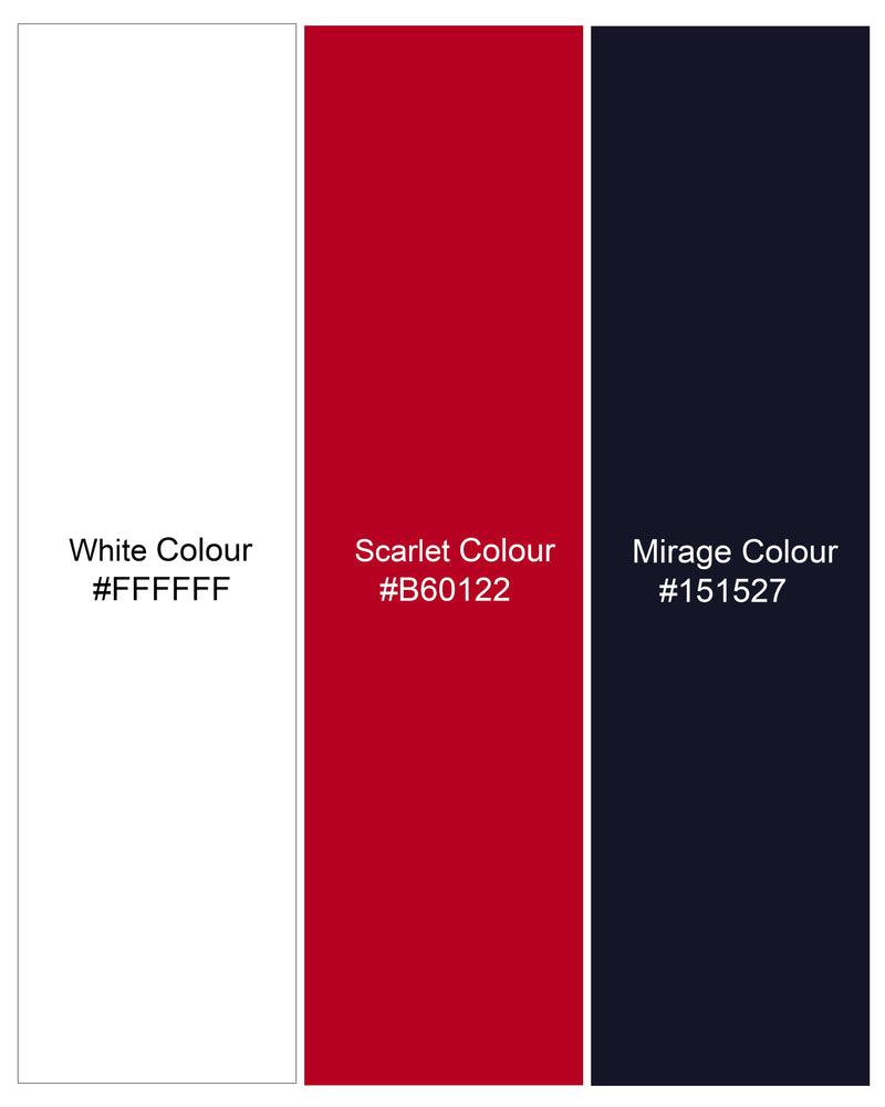 Bright White with Scarlet Red and Mirage Blue Striped Pique Polo TS668-S, TS668-M, TS668-L, TS668-XL, TS668-XXL