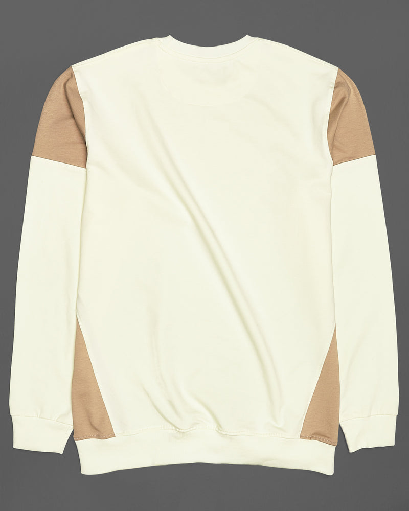 Eggshell Cream Block Pattern Full Sleeve Premium Cotton Heavyweight Sweatshirt TS675-S, TS675-M, TS675-L, TS675-XL, TS675-XXL