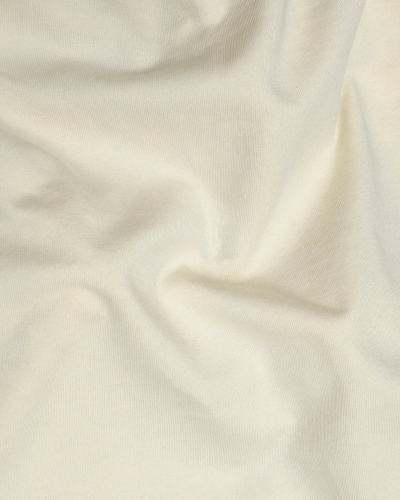 Cream Creased Heavyweight Premium Organic Cotton Winter T-shirt