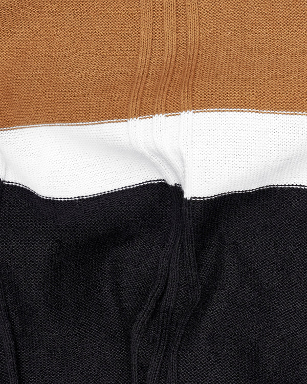 Palliest Brown With Black and White Block Pattern Premium Interlock Cotton Fabric Sweatshirt