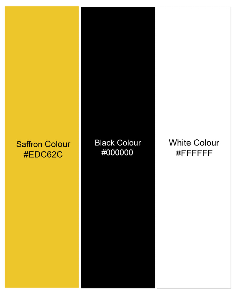 Jade Black with Saffron and White Block Pattern Premium Interlock Cotton Fabric Sweatshirt TS704-S, TS704-M, TS704-L, TS704-XL, TS704-XXL