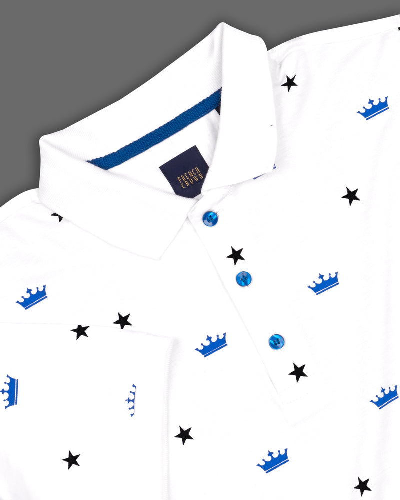 Bright White With Signature Logo Printed Organic Cotton Pique Polo TS745-S, TS745-M, TS745-L, TS745-XL, TS745-XXL