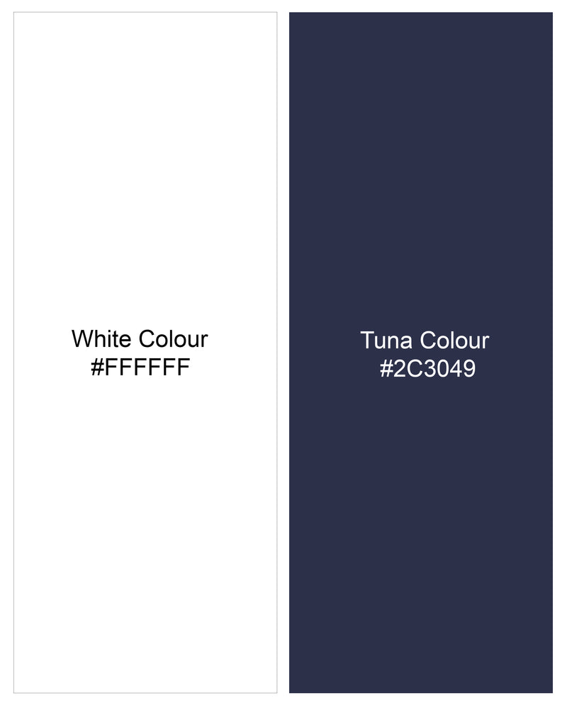 Bright White with Tuna Navy Blue Striped Pique Polo TS765-S, TS765-M, TS765-L, TS765-XL, TS765-XXL
