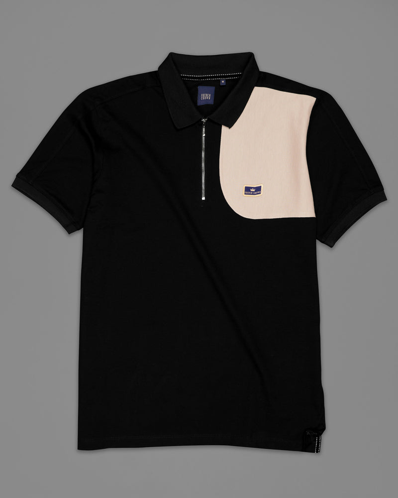 Jade Black Organic Cotton Pique Polo