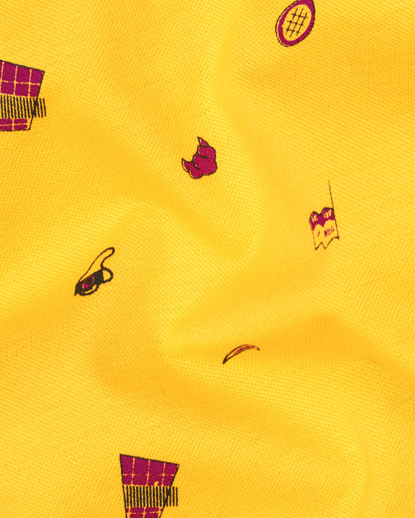 Sunglow Yellow Printed Organic Cotton Pique Polo