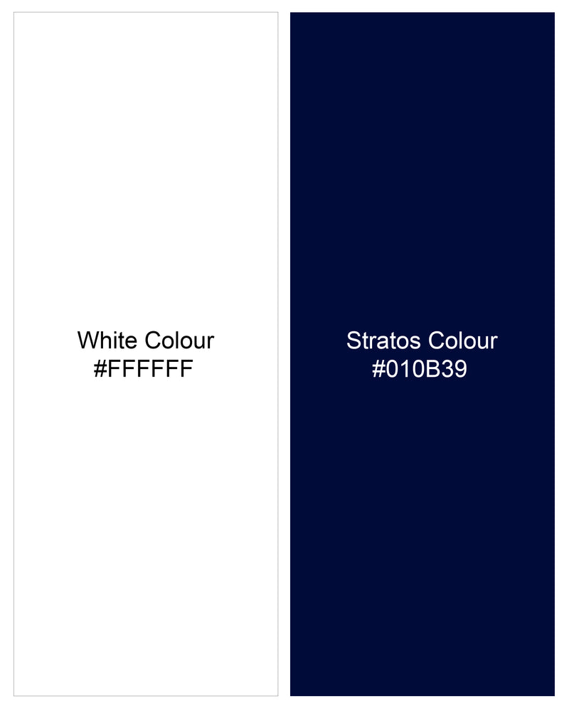 Bright White Multicolour Thick Striped Organic Cotton Pique Polo