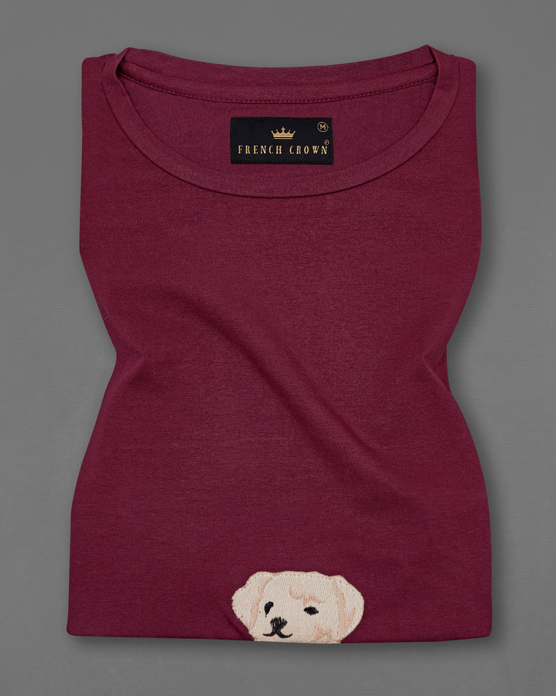 Wine Berry Embroidered Organic Cotton T-Shirt